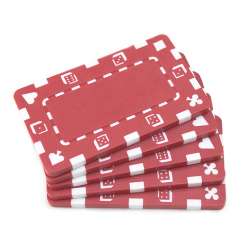 Rectangular European-Style Poker Plaques - 5 Pack, Red