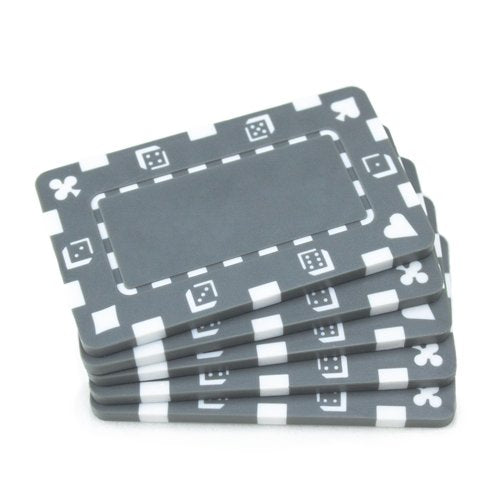Rectangular European-Style Poker Plaques - 5 Pack, Gray