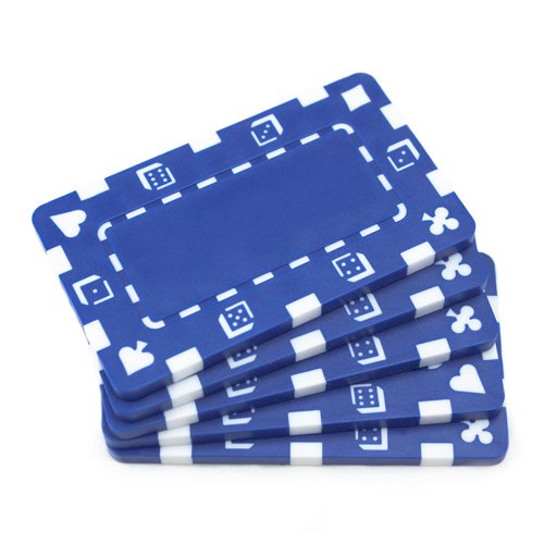 Rectangular European-Style Poker Plaques - 5 Pack, Blue