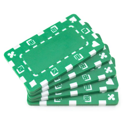 Rectangular European-Style Poker Plaques - 5 Pack, Green