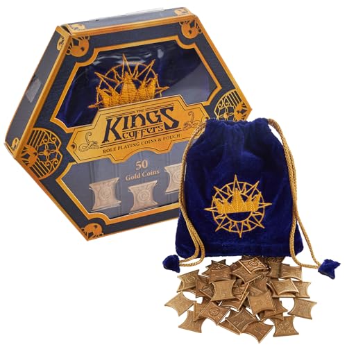 King's Coffers Coins - 50 Gold Tabletop RPG Currency with Velvet Pouch