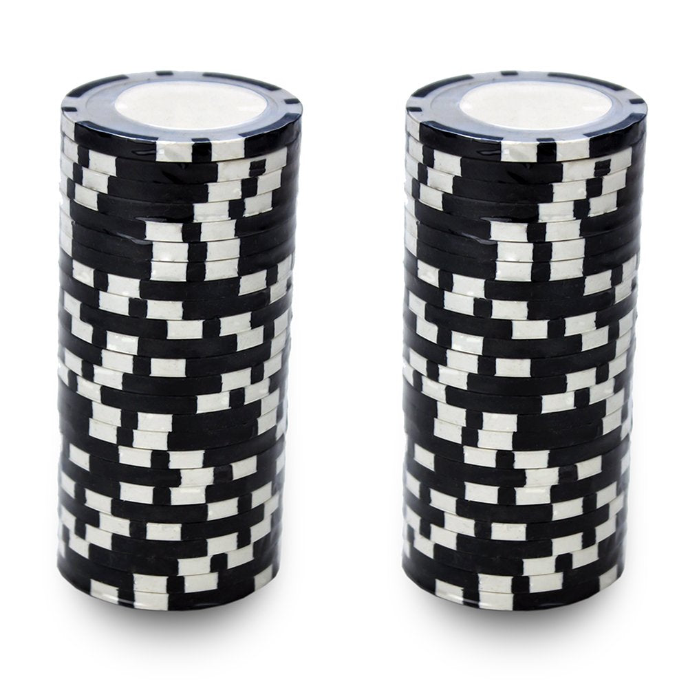 Blank 8 Stripe 14-gram Poker Chips (25-pack) - Clay Composite