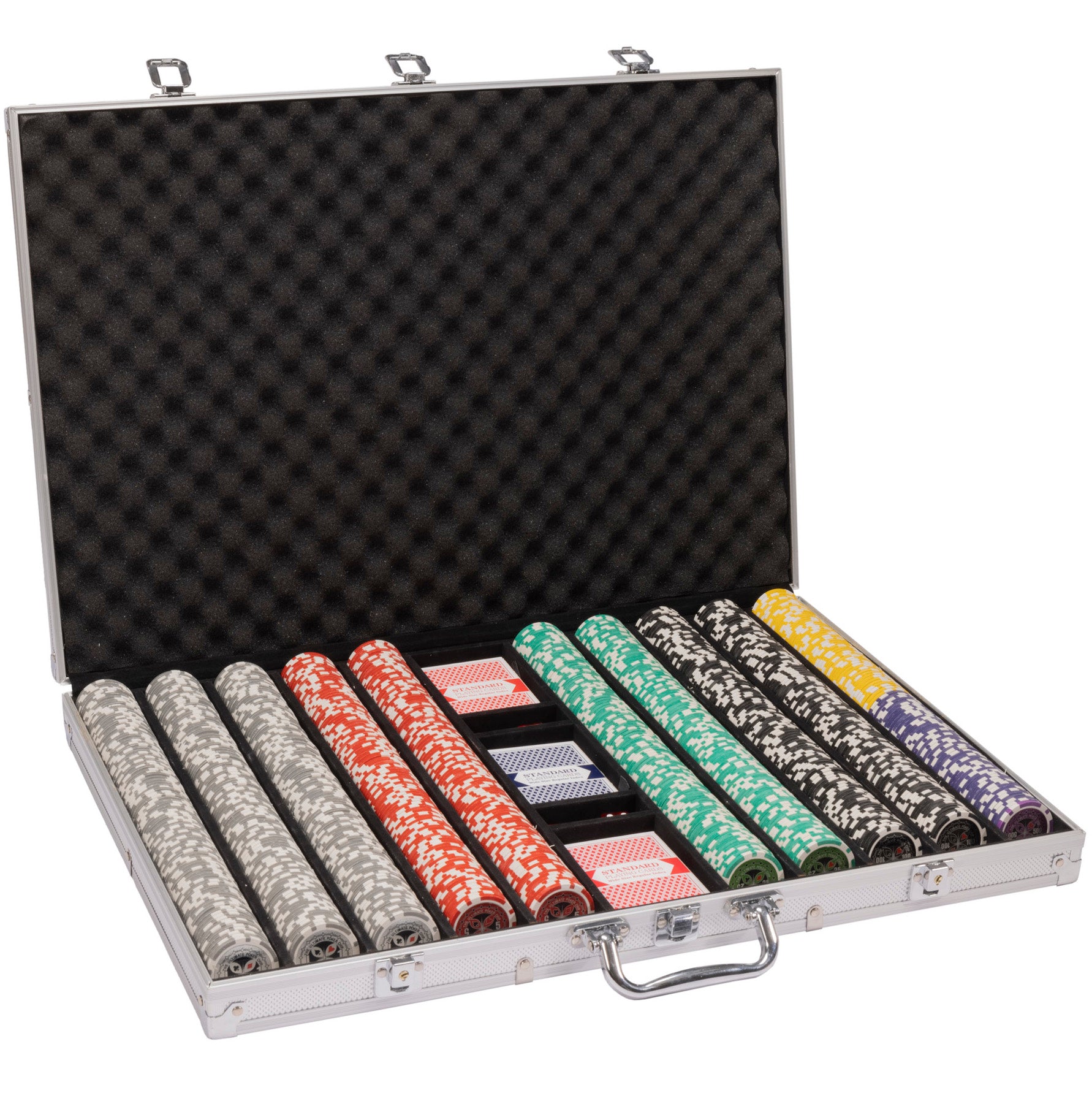 Ultimate 14-gram Holo Inlay Poker Chip Set in Aluminum Case (1000 Count) - Clay Composite