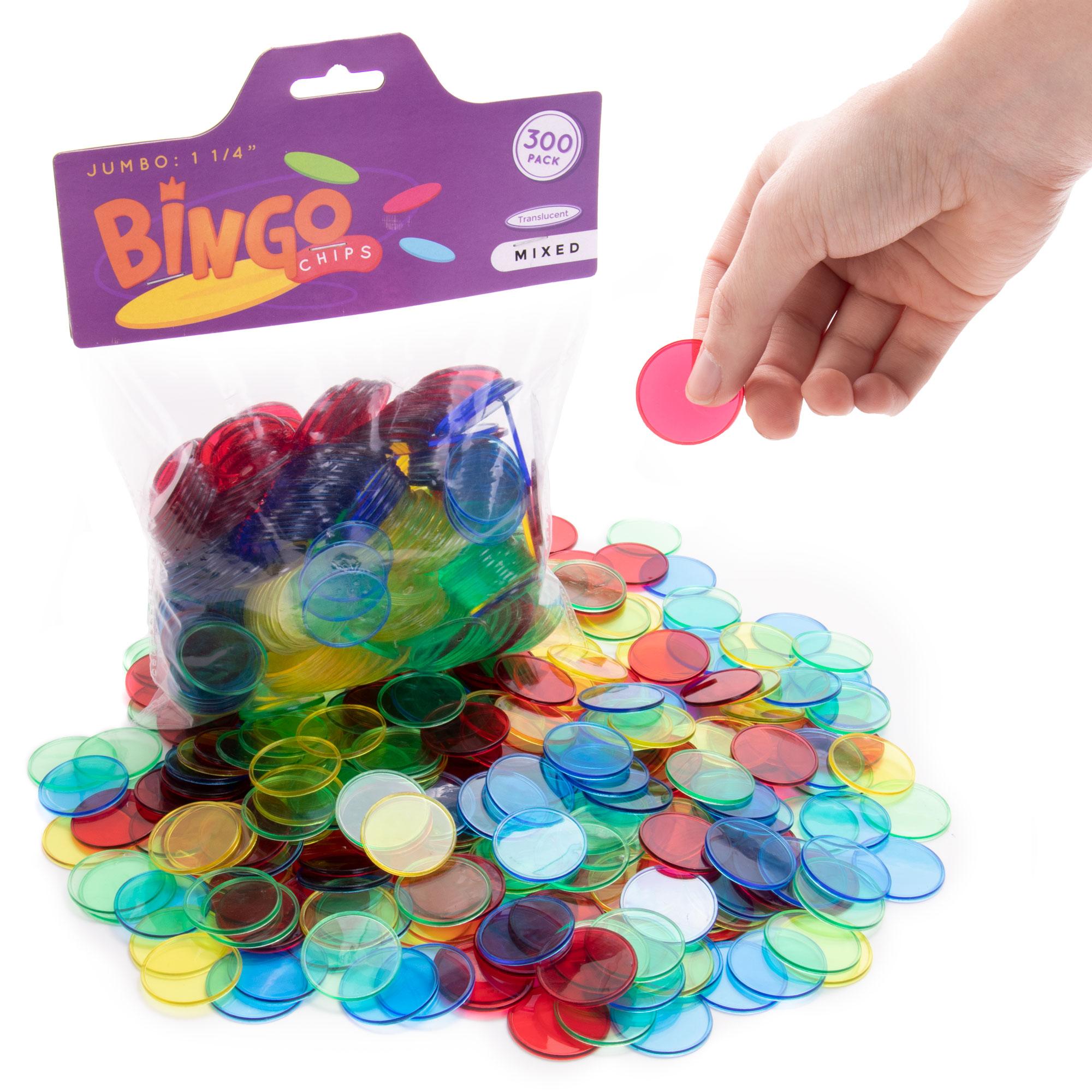 Jumbo 1.25-inch Translucent Bingo Chips (300-pack, Mixed)