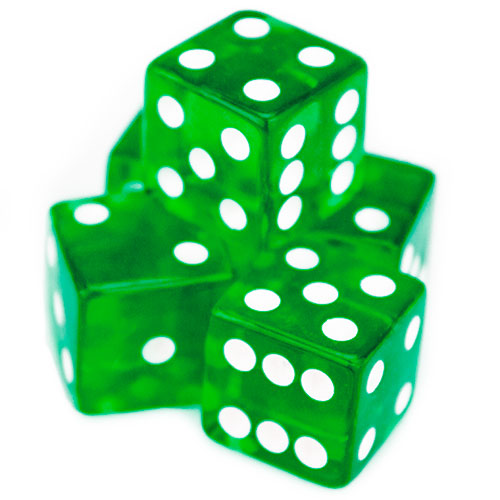 5 Green Dice - 16 mm