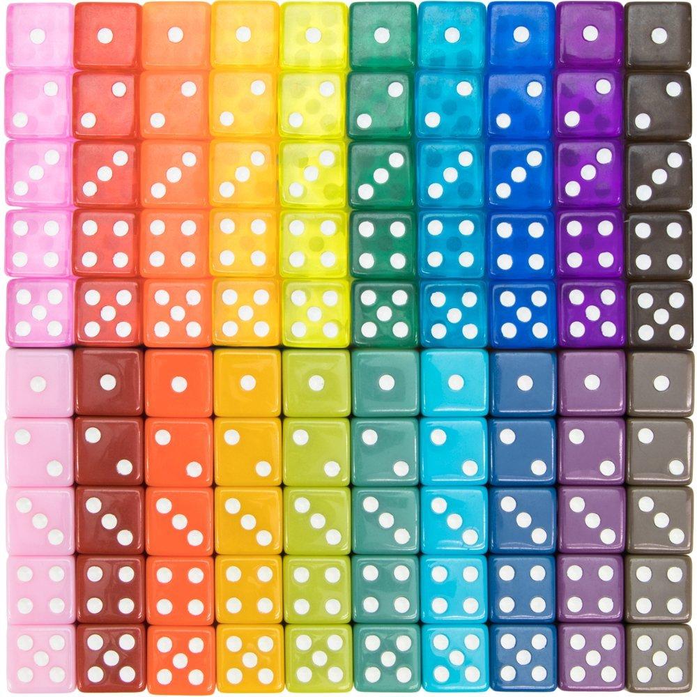 Vintage Dice (100-pack) - 20 Color Assortment
