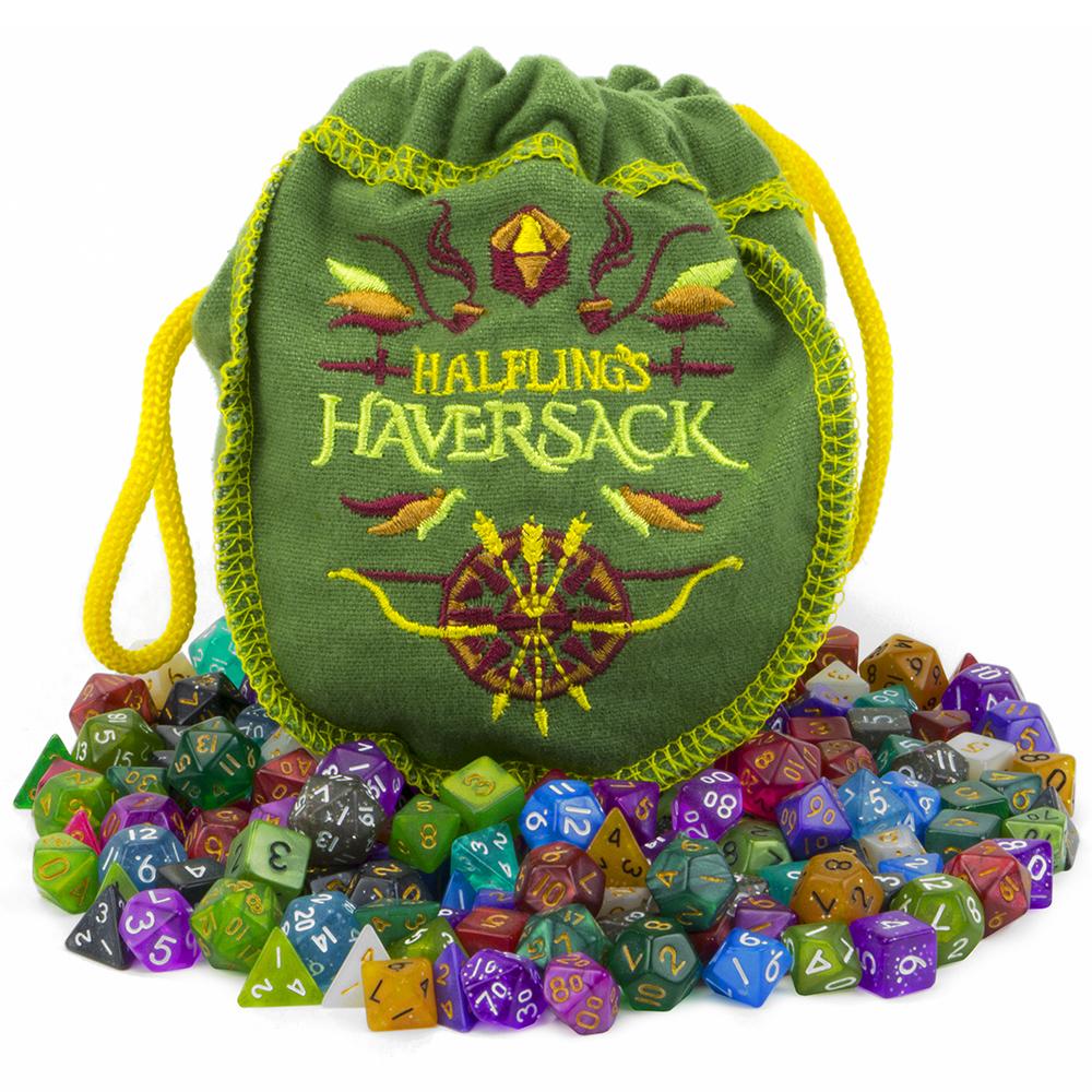 Wiz Dice Halfling's Haversack - Mini Dice, 20 Polyhedral Dice Sets (140 Pieces)