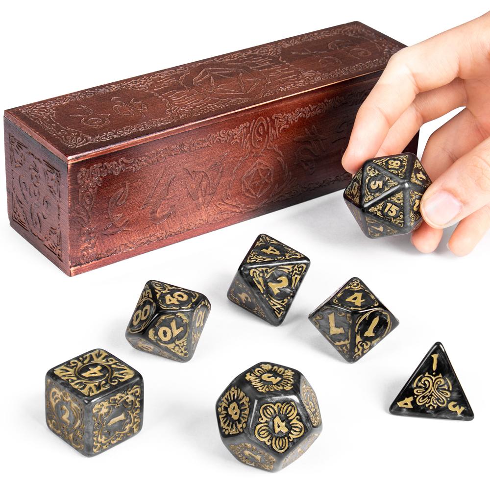 Titan Dice, Nyx - 25mm Giant Polyhedral Dice - Smoke with Gold Paint
