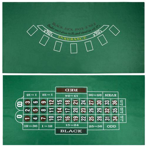 Blackjack & Roulette Table Felt - Full-Size, Double-Sided