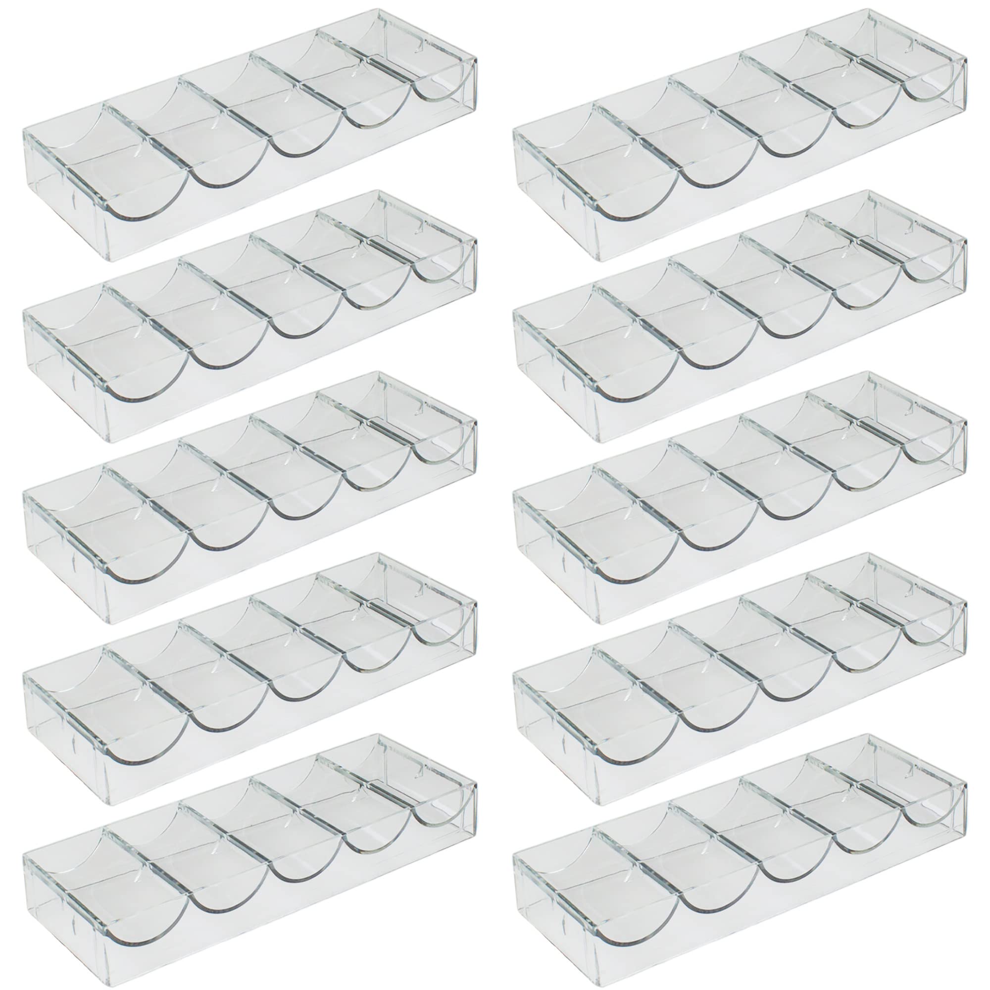 Acrylic Poker Chip Trays (10-pack) - No Lids