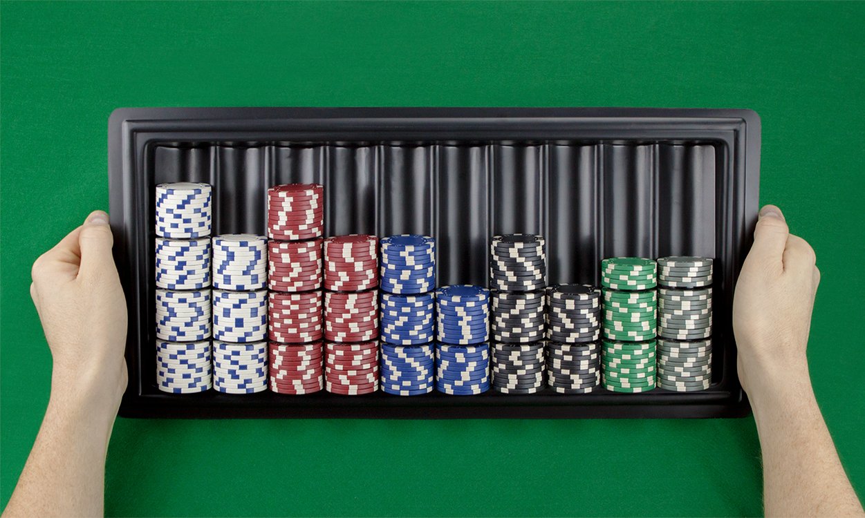 Casino Style 10-Slot Poker Chip Dealer Tray - Holds 500 Chips