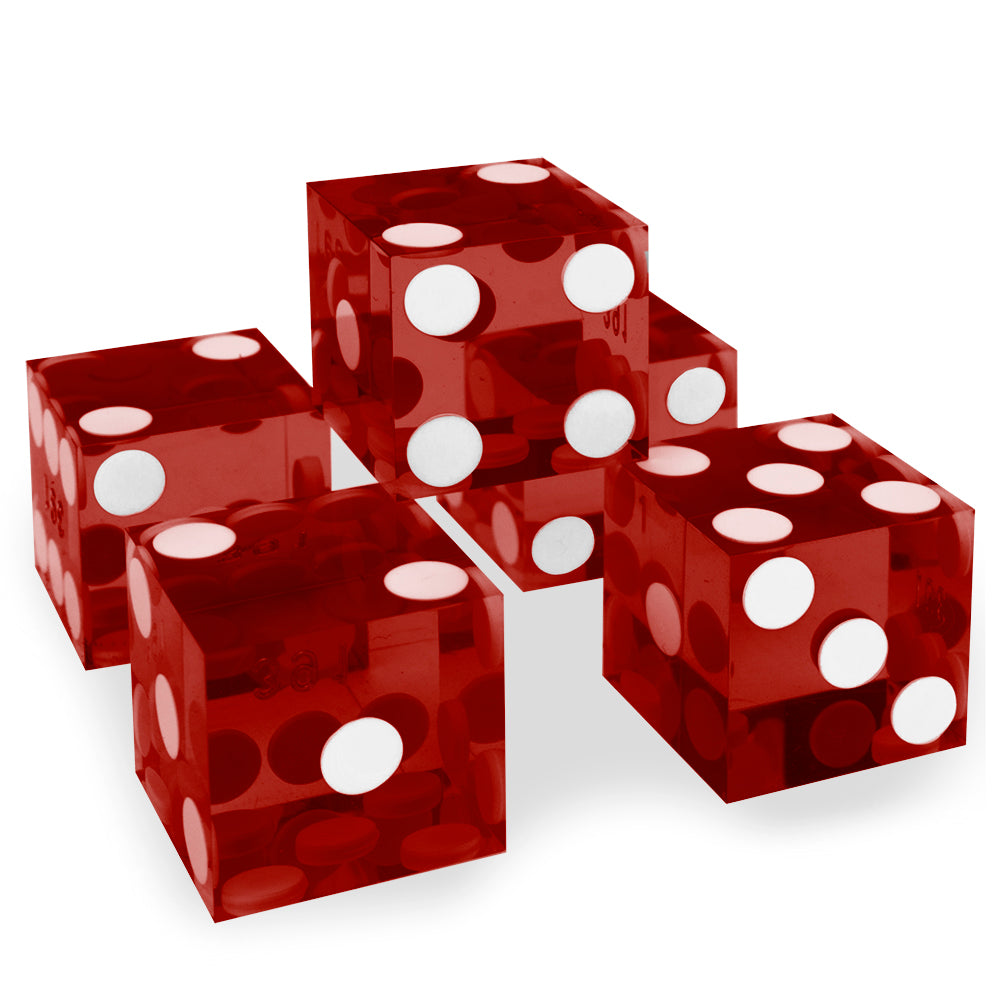 Precision 19mm Casino Dice (5-pack Red) - Razor Edge, Matching Serial Numbers