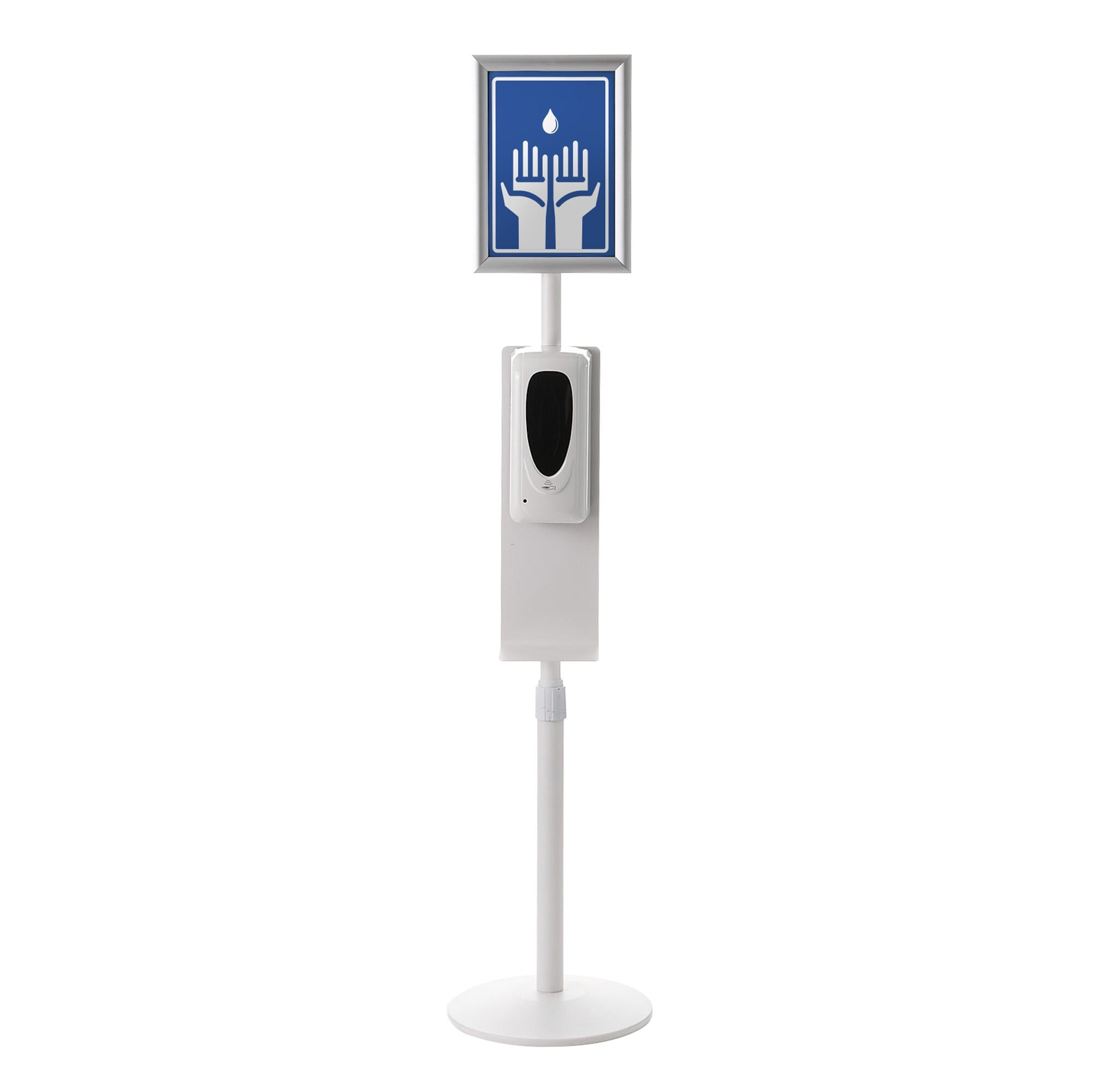 Hand Sanitizer Stand with sign holder - White