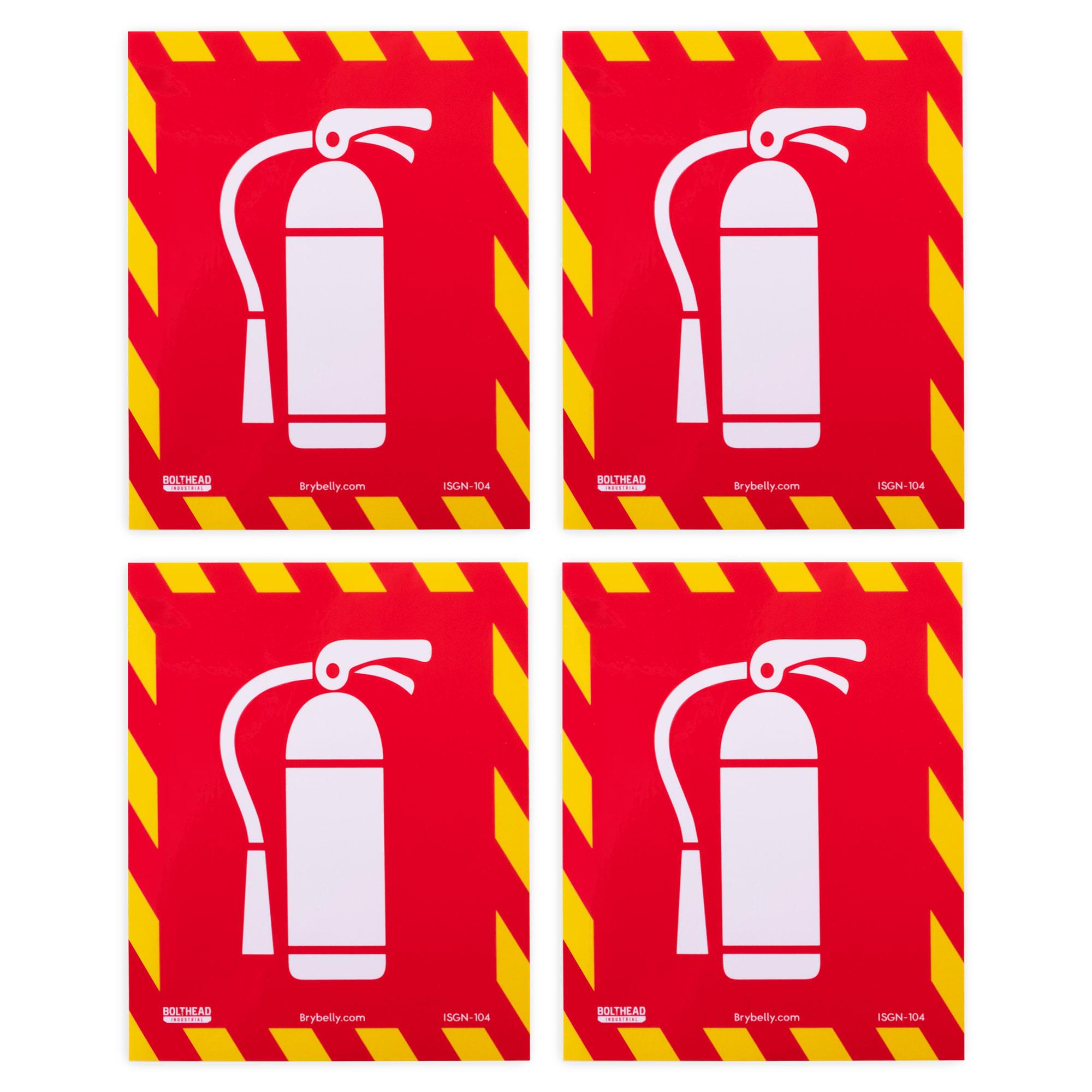 5 x 4 Fire Extinguisher Inside Icon Sign - No Words, 4-pack