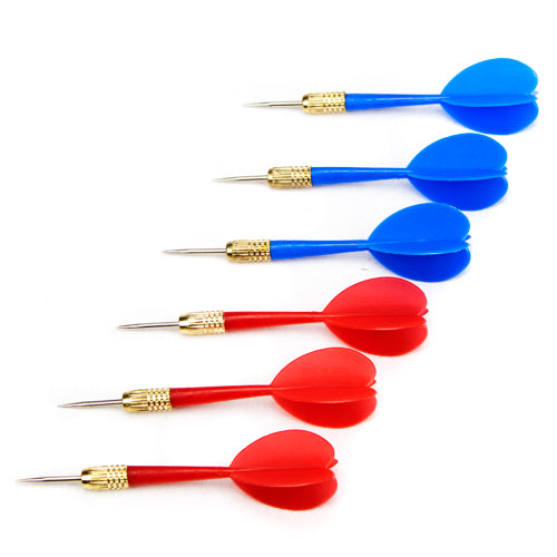 6 Pack Red & Blue Steel Tip Brass Dart Set