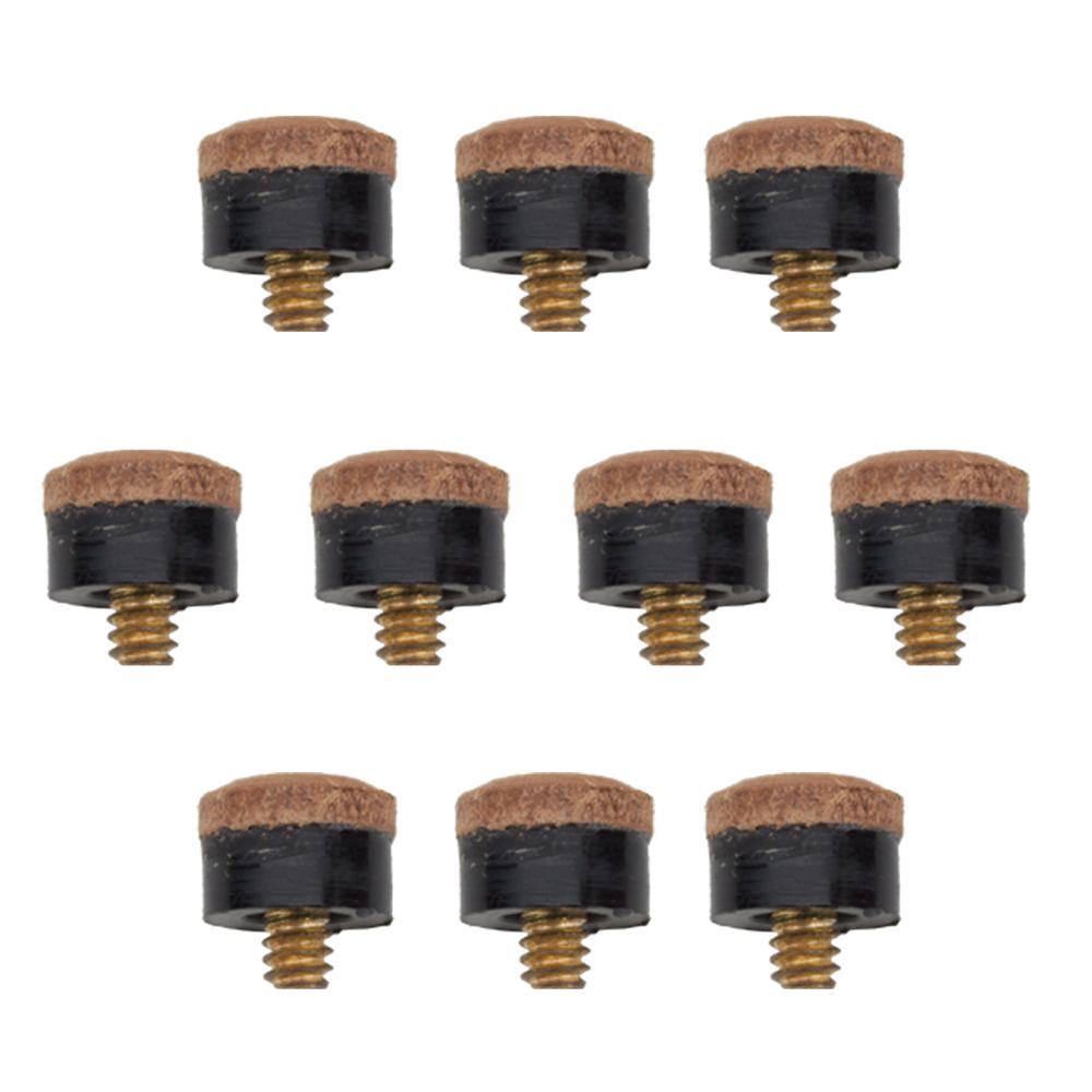 Hard Leather Screw-on Pool Cue Tips, 12 mm (10-packs)