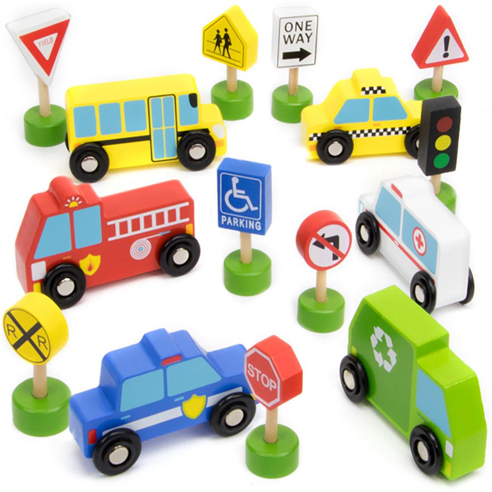 Busy City Vehicles and Signs