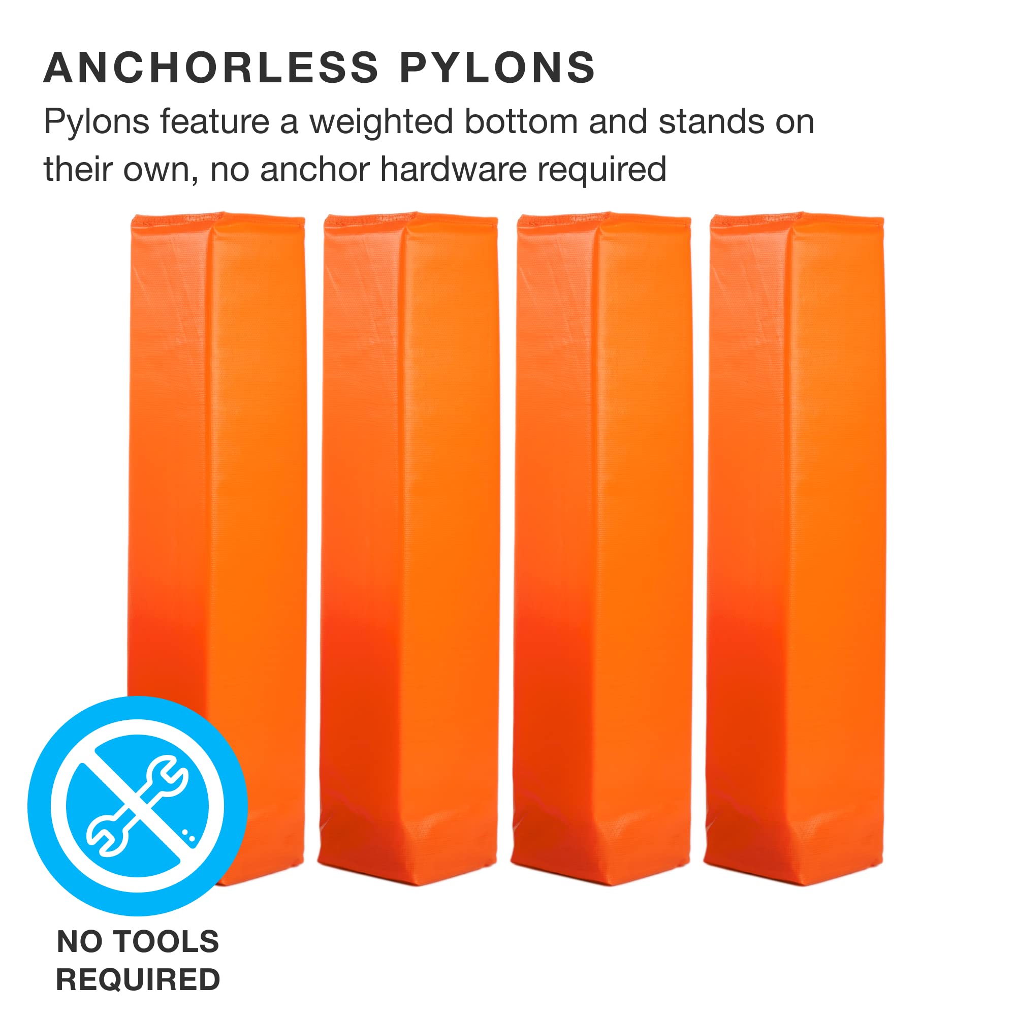 Set of 4 Orange Anchorless Football Pylons