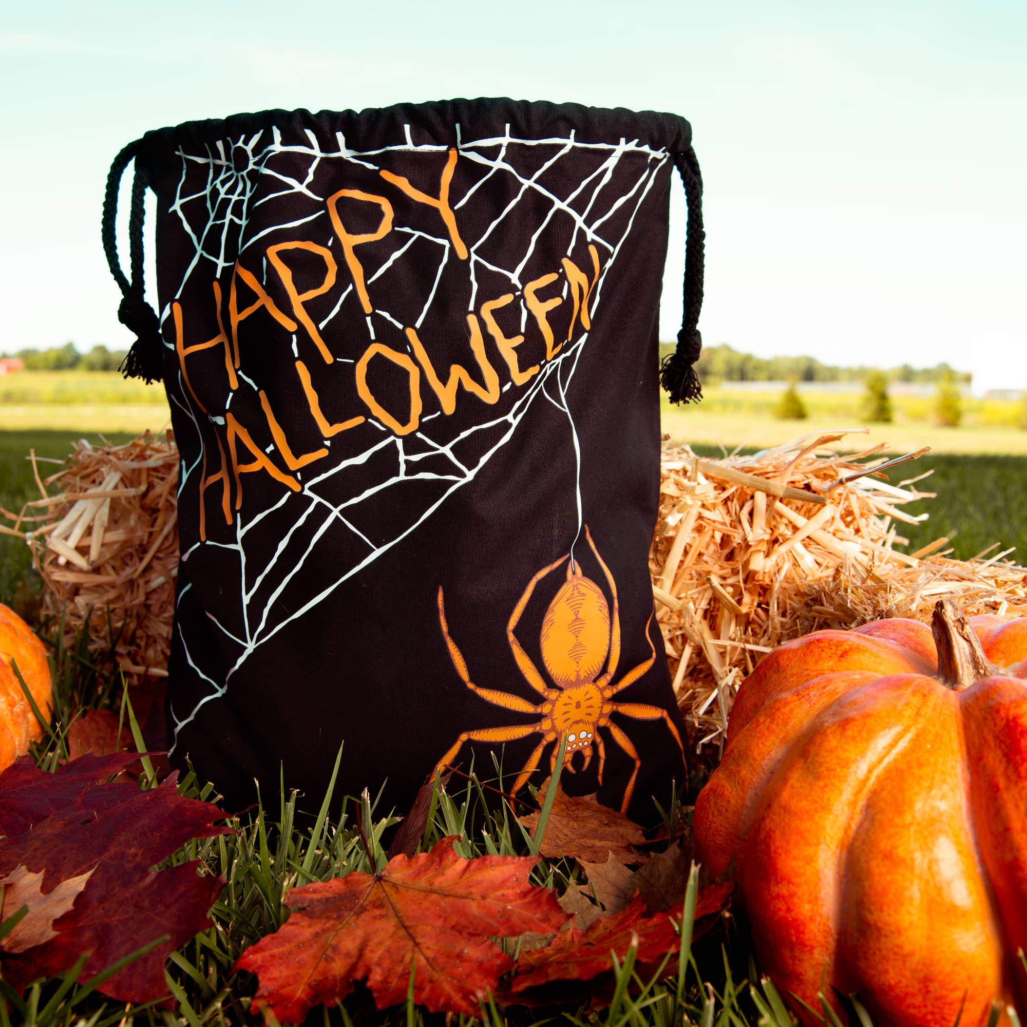 Spider Web Canvas Trick or Treat Bag