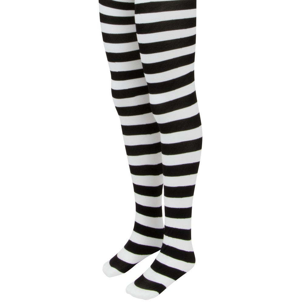 Children's Costume Tights, Black/White Stripe