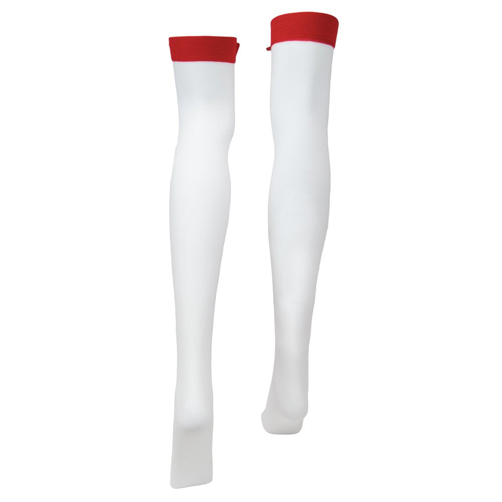 Thigh-High Red Stripe Nurse Costume Tights, White