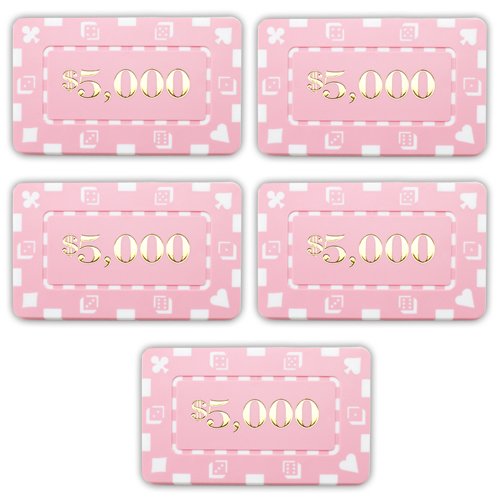 Denominated Poker Plaques (5-pack) - Rectangular Poker Chips