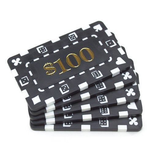 Denominated Poker Plaques (5-pack) - Rectangular Poker Chips