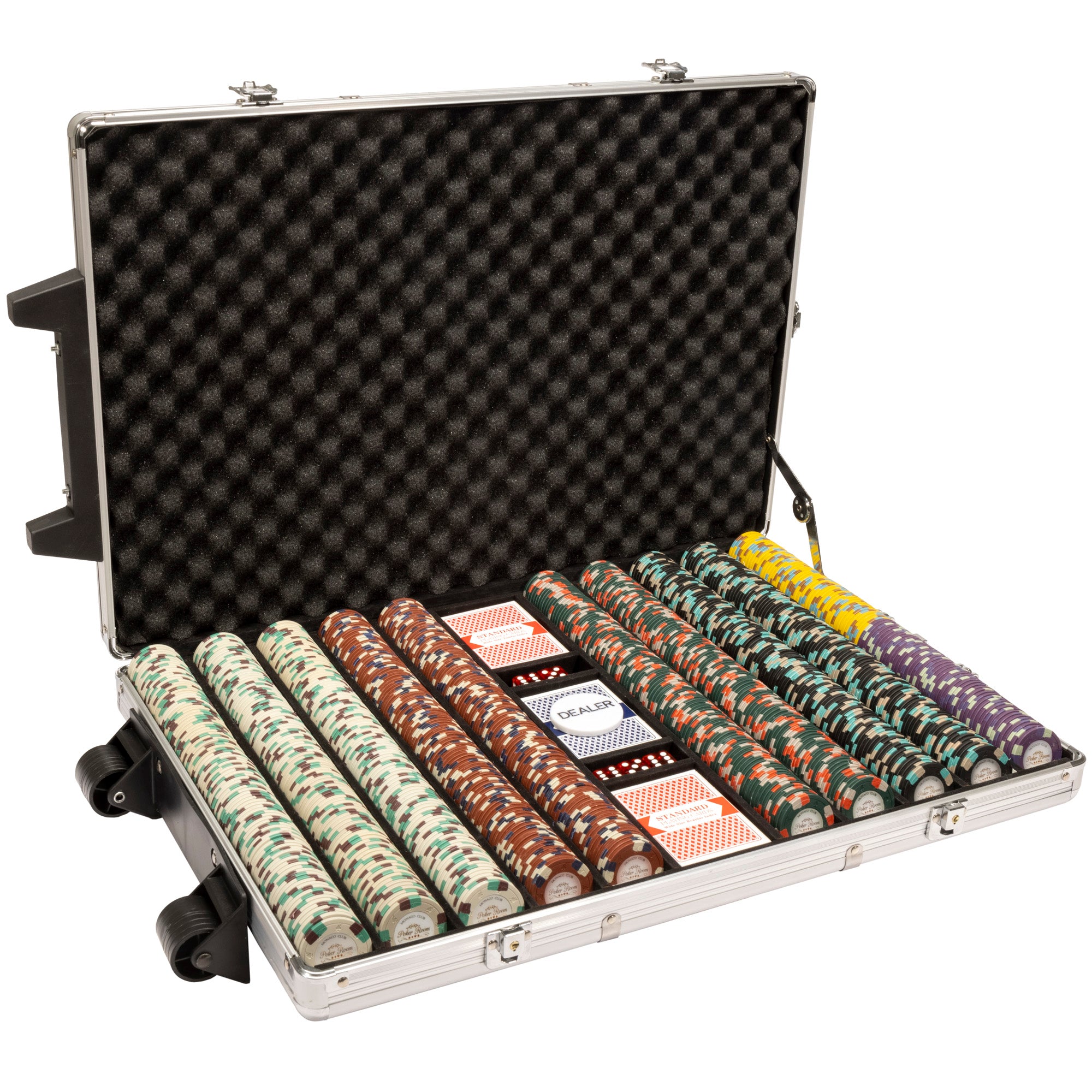 Monaco Club 13.5-gram Poker Chip Set in Rolling Aluminum Case (1000 Count) - Clay Composite