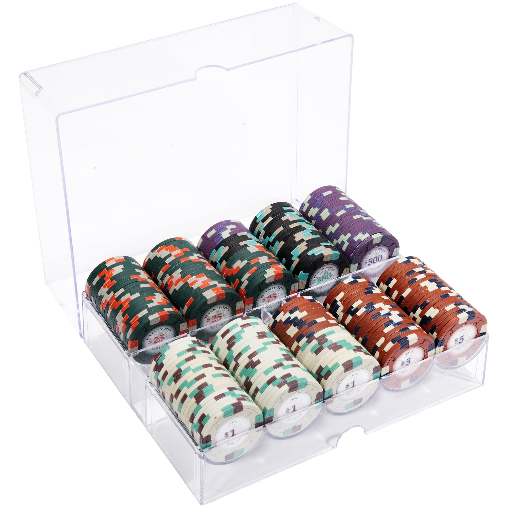 Poker Knights 13.5-gram Poker Chip Set in Acrylic Tray (200 Count) - Clay Composite