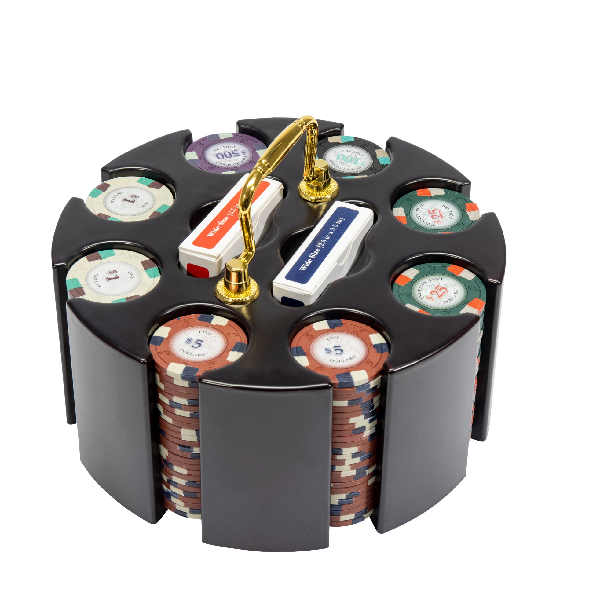 Poker Knights 13.5-gram Poker Chip Set in Wood Carousel (200 Count) - Clay Composite