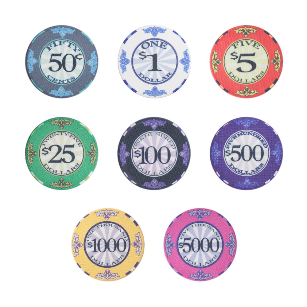 Scroll 10-gram Ceramic Poker Chips (25-pack) - All Over Print