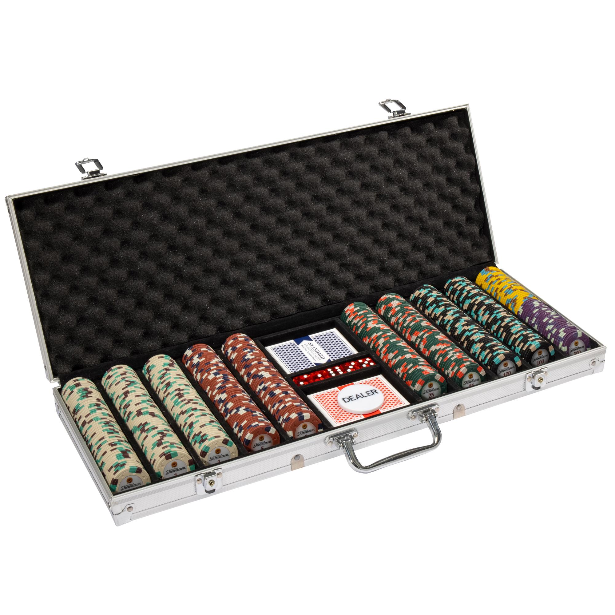 Showdown 13.5-gram Poker Chip Set in Aluminum Case (500 Count) - Clay Composite