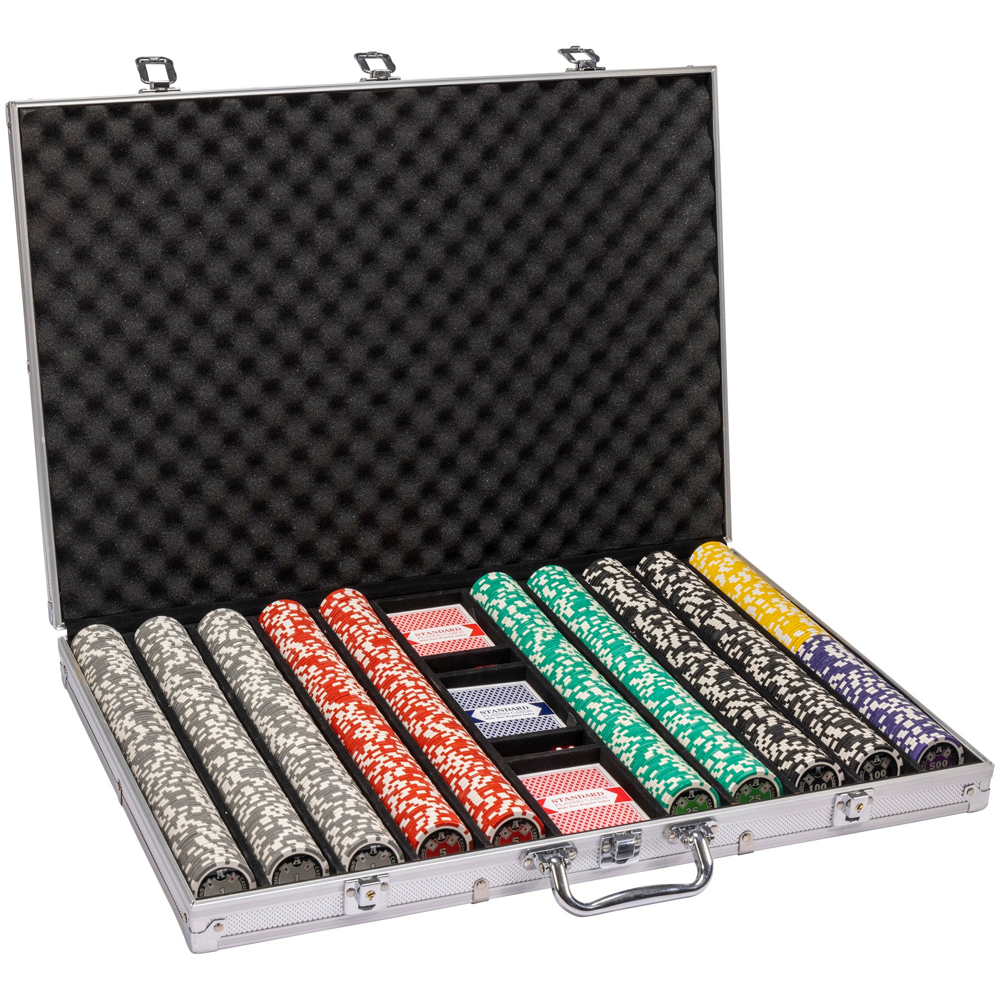 Ace Casino 14-gram Holo Inlay Poker Chip Set in Aluminum Case (1000 Count) - Clay Composite