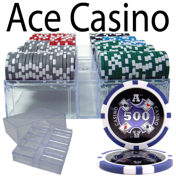 Ace Casino 14-gram Poker Chip Set in Acrylic Tray (200 Count) - Clay Composite