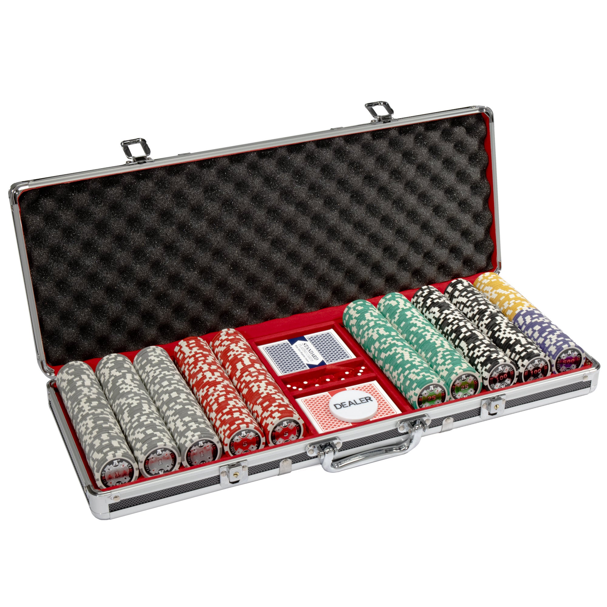 500 Ct Ace Casino 14 Gram Poker Chip Set w/ Black Aluminum Case