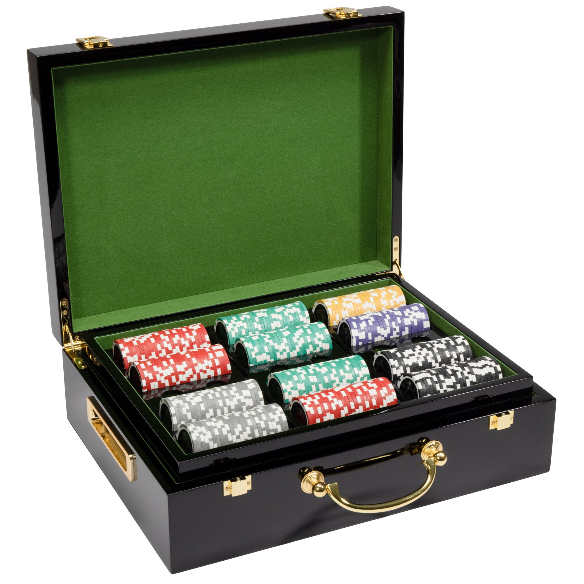 Ace Casino 14-gram Poker Chip Set in Hi Gloss Wood Case (500 Count) - Clay Composite