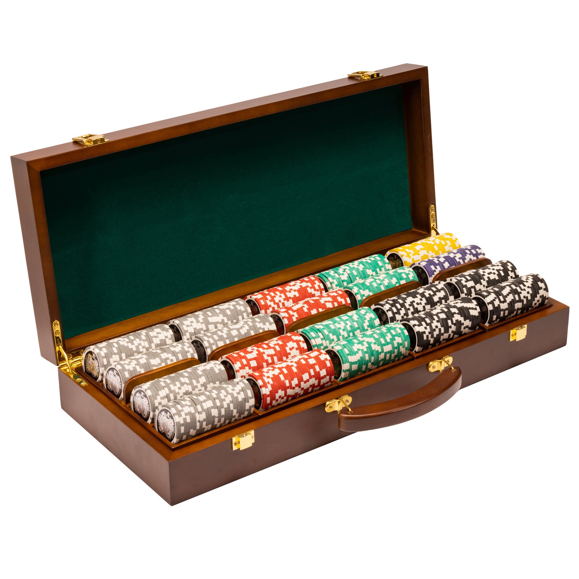 Ace Casino 14-gram Poker Chip Set in Walnut Wood Case (500 Count) - Clay Composite