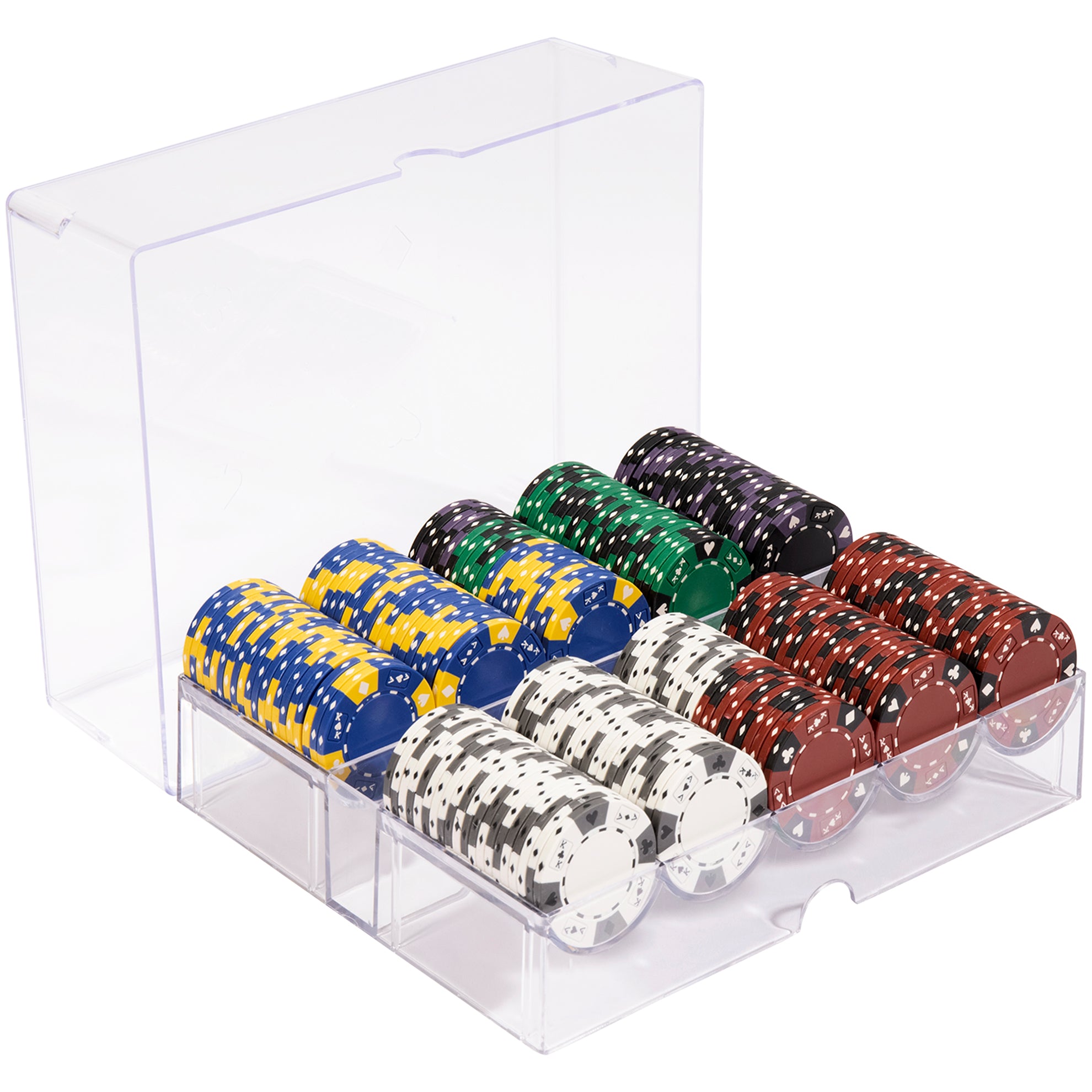 Ace King 14-gram Poker Chip Set in Acrylic Tray (200 Count) - Clay Composite