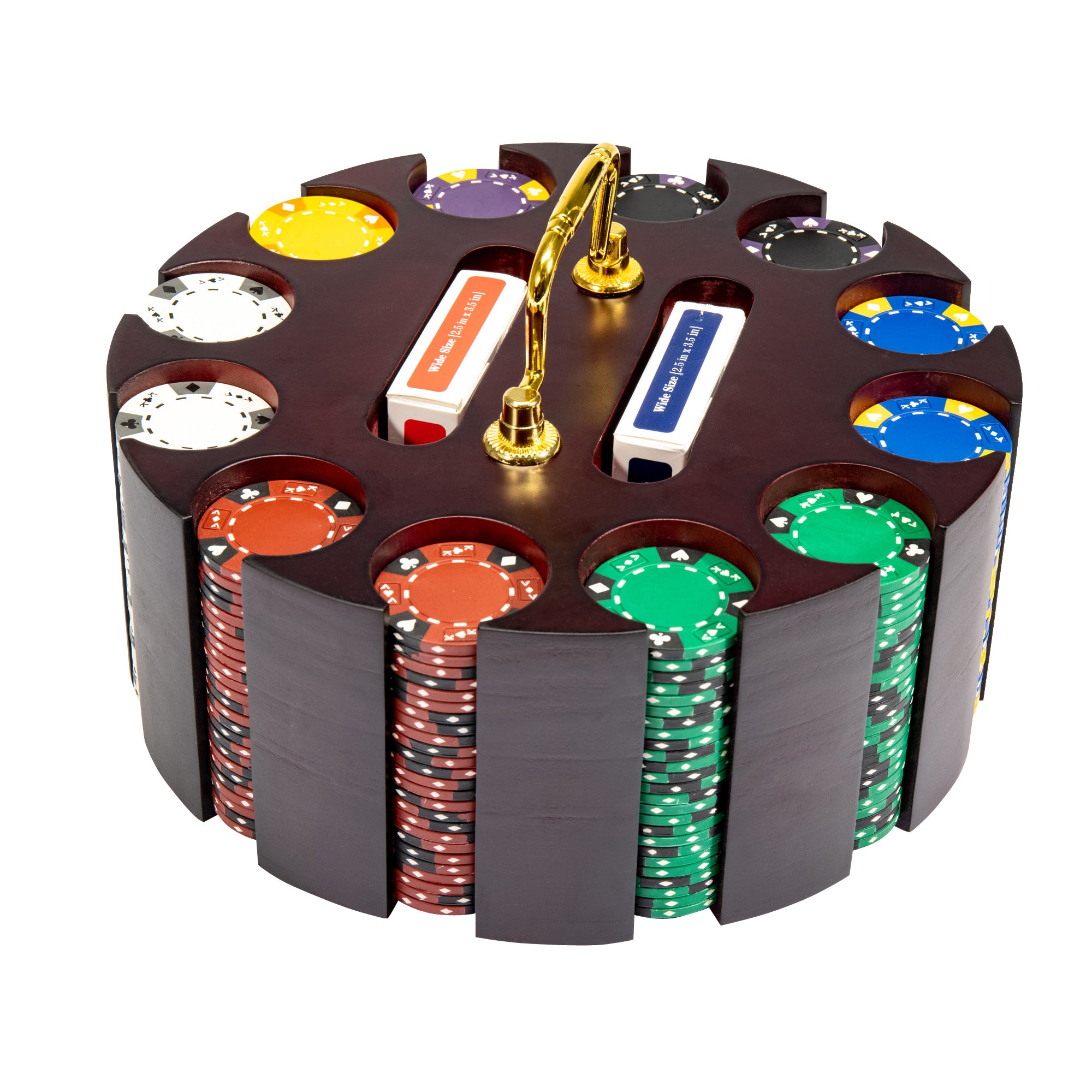 Ace King 14-gram Poker Chip Set in Wood Carousel (300 Count) - Clay Composite