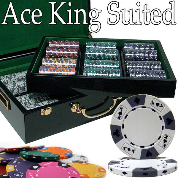 Custom - 500 Ct Ace King Suited Chip Set Hi Gloss Case