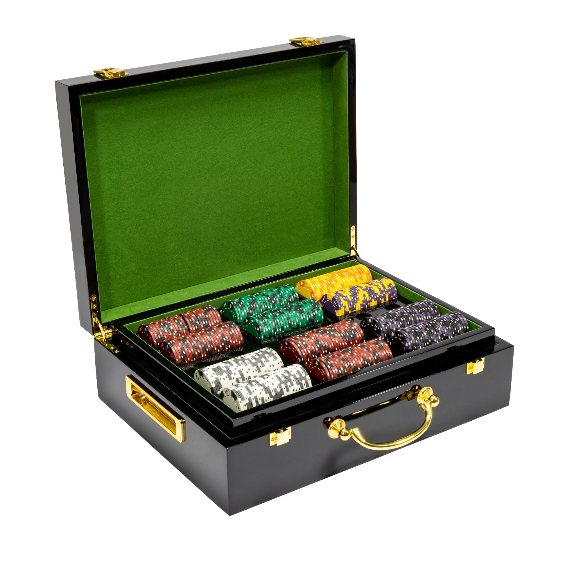 Ace King 14-gram Poker Chip Set in Hi Gloss Wood Case (500 Count) - Clay Composite