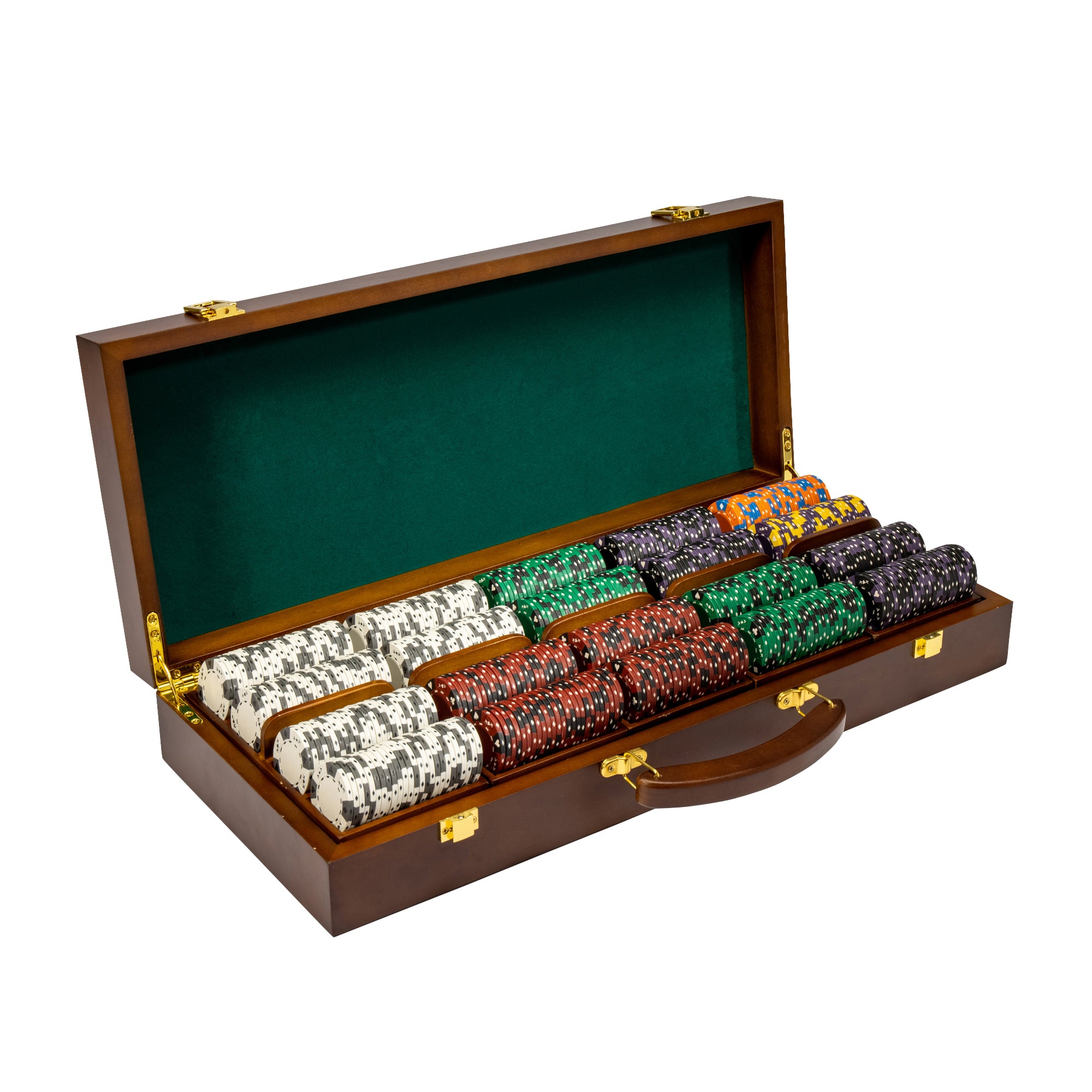 Pre-Pack - 500 Ct Ace King Suited Chip Set Walnut Case