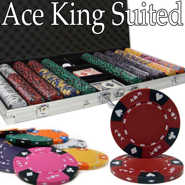 Custom - 750 Ct Ace King Suited Chip Set Aluminum Case