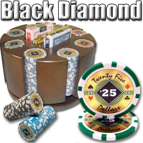 Black Diamond 14-gram Poker Chip Set in Wood Carousel (200 Count) - Clay Composite