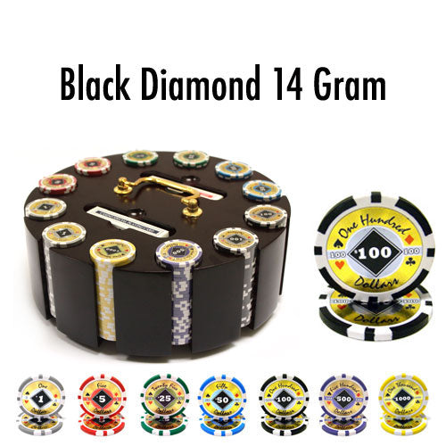 Black Diamond 14-gram Poker Chip Set in Wood Carousel (300 Count) - Clay Composite