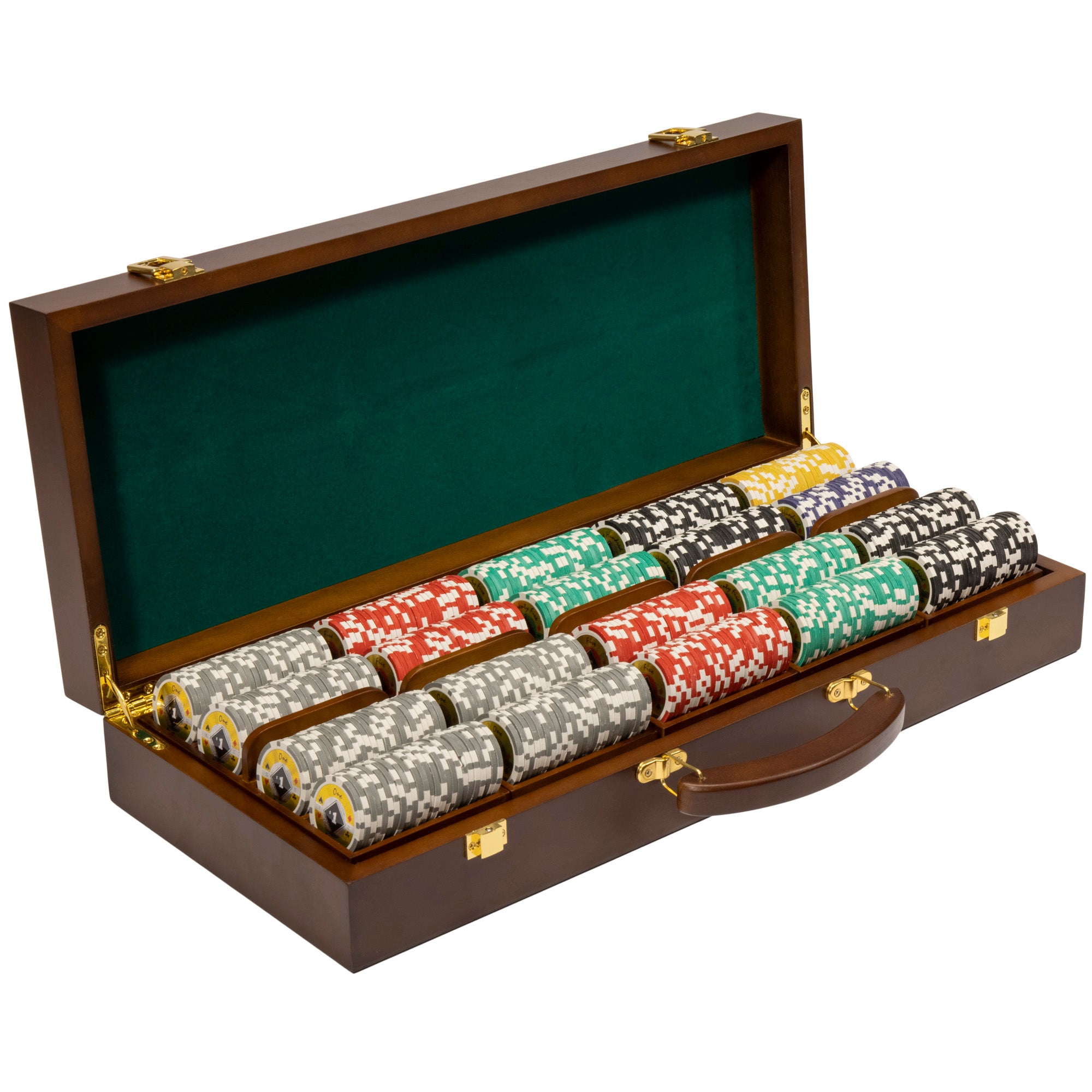 500 Ct Black Diamond 14 Gram Poker Chip Set w/ Walnut Wooden Case