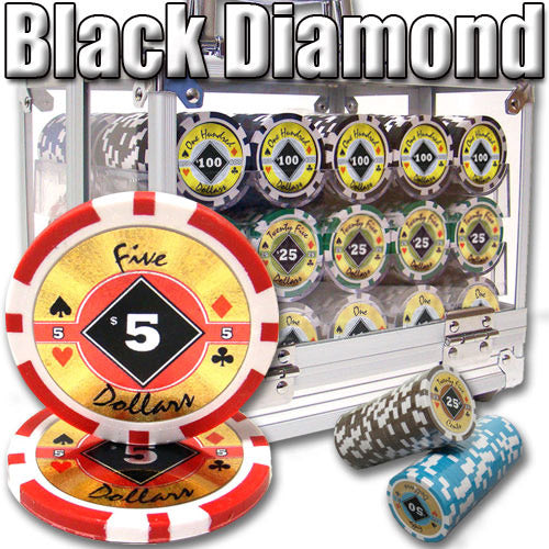 600 Ct. Black Diamond Poker Chip 14 gram - Acrylic Case