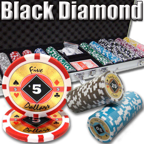 600 Ct. Black Diamond Poker Chip 14 gram - 9 denominations