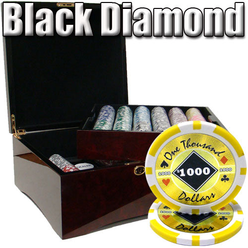 Black Diamond 14-gram Poker Chip Set in Mahogany Wood Case (750 Count) - Clay Composite