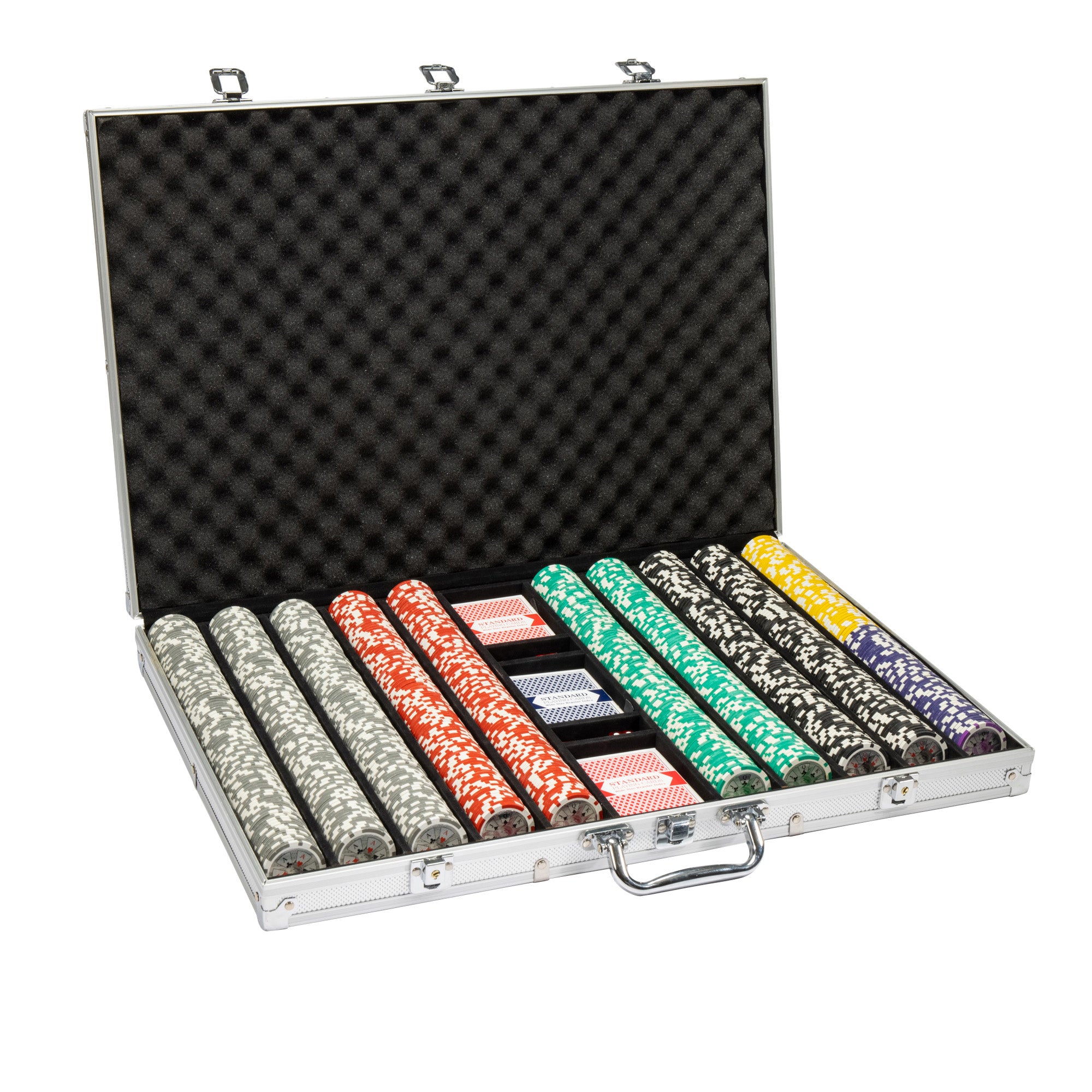 Ben Franklin 14-gram Holo Inlay Poker Chip Set in Aluminum Case (1000 Count) - Clay Composite